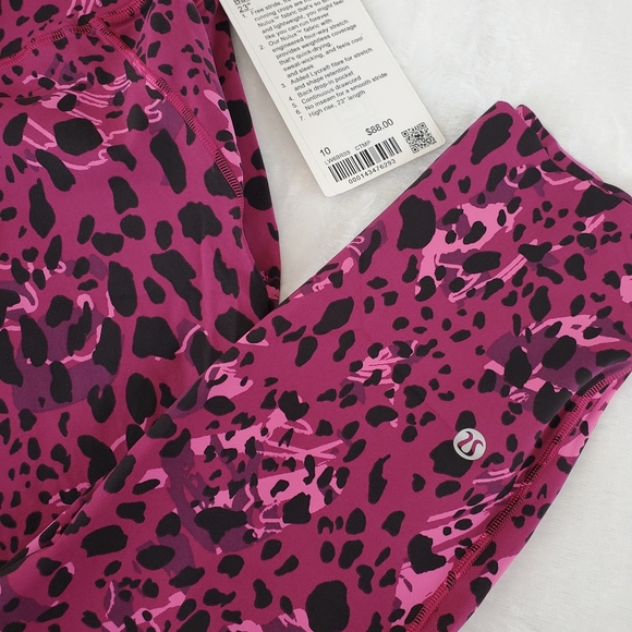 Lululemon Base Pace High-rise Crop 23" Cheetah Camo Magenta Purple Multi - Picture 3 of 13